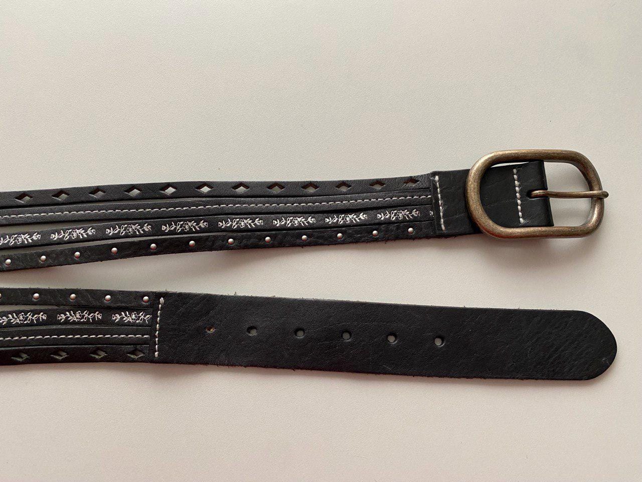 Spira Vintage Leather  Studded Buckle Belt 1 1/2 main image 2