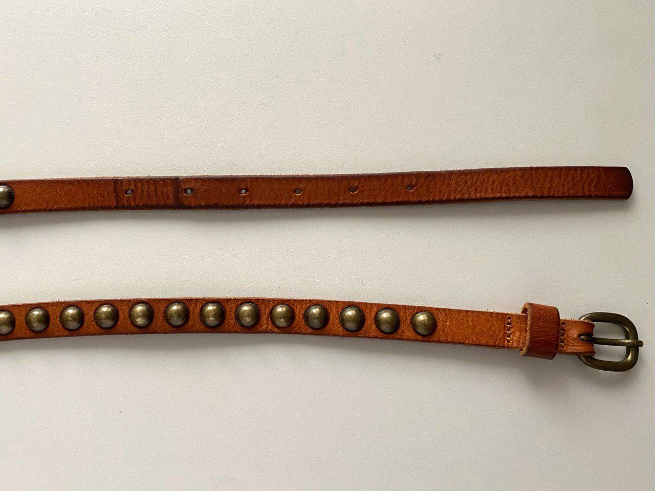 Vintage Leather Rock Studded Brown Belt Size 36 CLEARANCE - Brown Vintage Studded Belt - B004 - Double J  main image 2