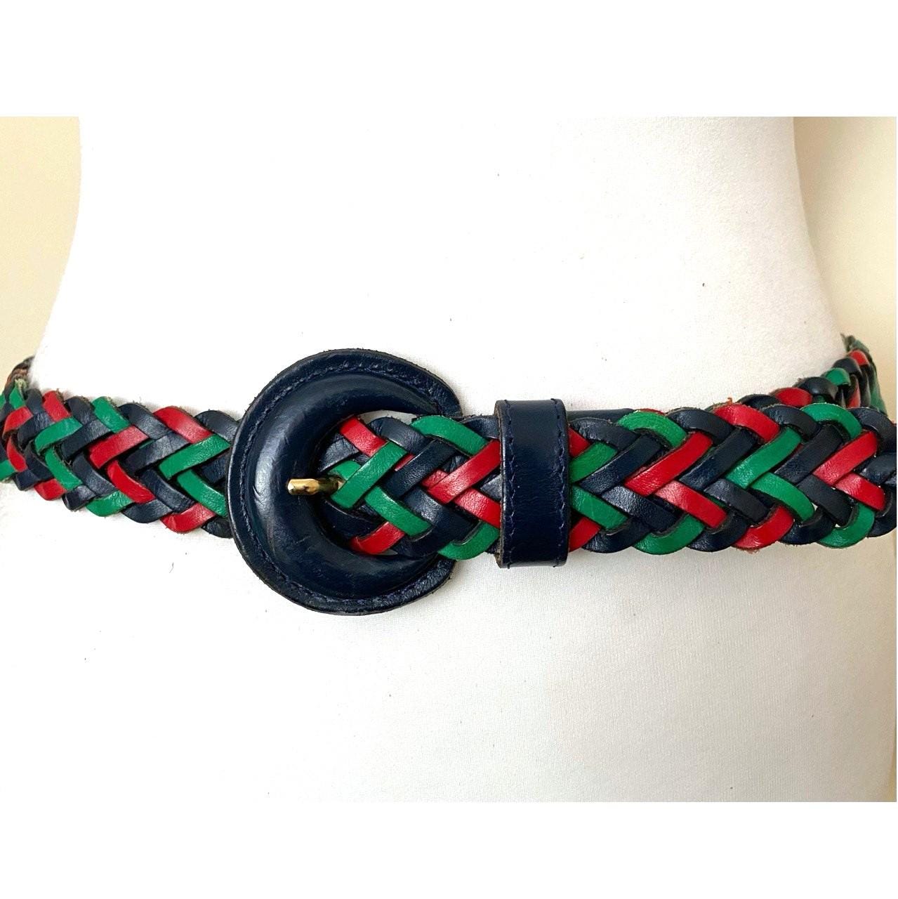 MADE IN ITALY Chic Green Braided LEATHER Belt with Silver Detailing Braided Belt - Buy online | John Henric main image 2
