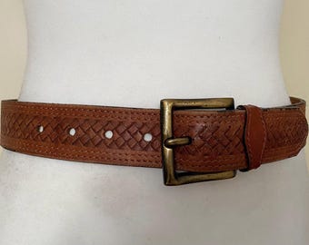 Vintage Brown Thick Leather Belt With Braided Insert and  display picture 1