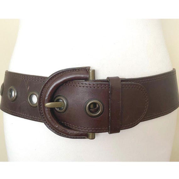 Vintage Leather Grommet Wide Belt BEAUDRM Women main image 2