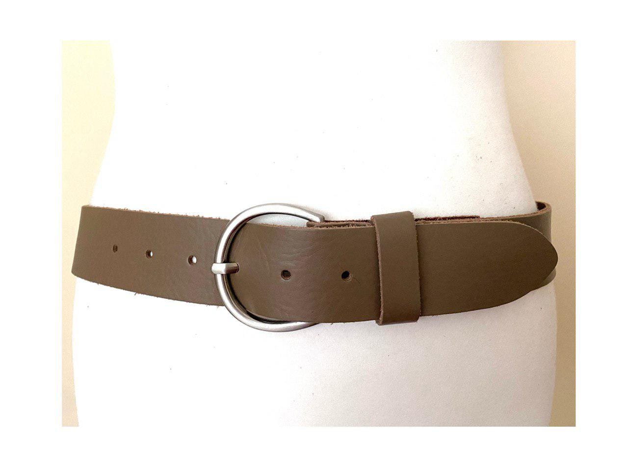 Vintage Taupe Leather Belt, 31,5-36,6 display picture 2