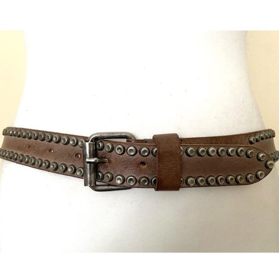 Vintage SADDLER Design Leather Belt Studded Western Rocker  display picture 3