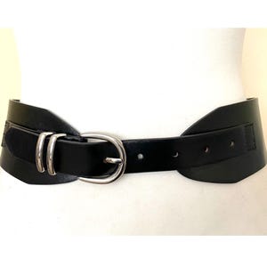 Vintage Wide Black Non Leather Belt With Elastic Insert