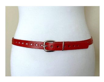 Vintage 1940's-'50s Skinny Mens GENUINE LEATHER Belt 