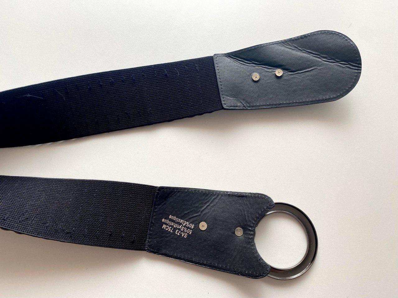 1980\'s Vintage Black Leather Belt 5 ropes 2\