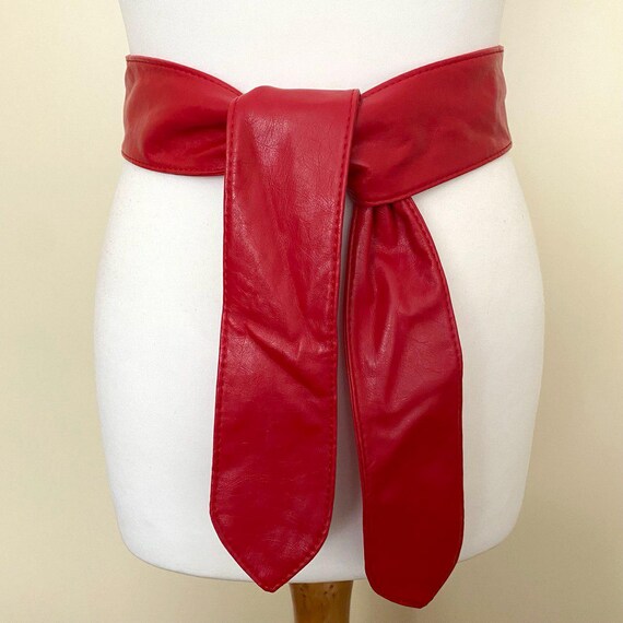 Vintage 90s Wide Red Non Leather Sash Belt, Size S M - Etsy display picture 3