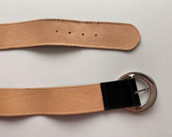 Vintage Angelo De Lombardi Wide Leather Belt Black Solid  display picture 1