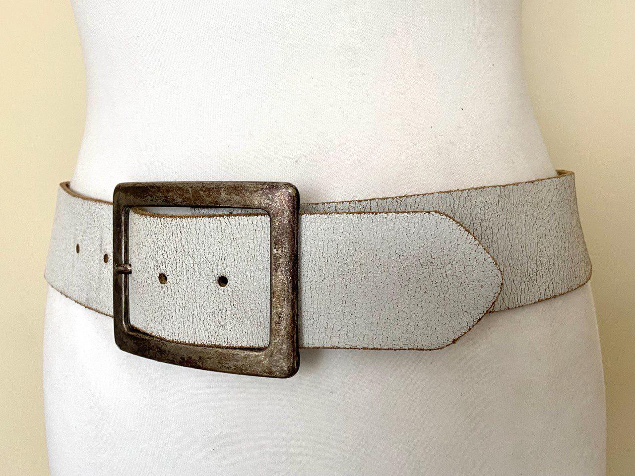 Leatherock Beige Cracked Leather Belt with Embellished Heavy Metal Oval Buckle S LEATHEROCK Belts for Women for sale - eBay main image 2
