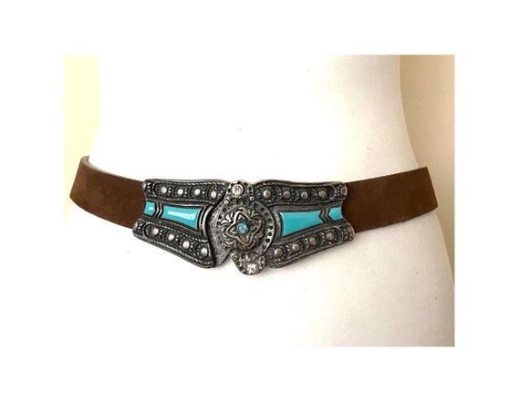 Vintage Made in Italy 70s 80s Belt Brown Suede Leather Belt  display picture 3