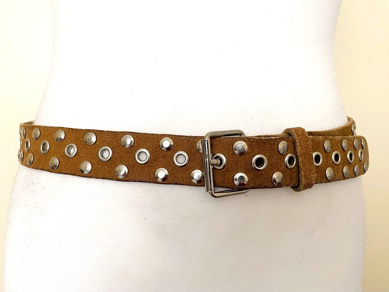 Vintage 70s Leather Boho Grommet Belt VINTAGE WIDE SUEDE GROMMET CORSET BELT BLUE 70s 80s Leather  main image 4