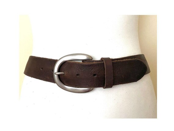 Vintage LIEBESKIND Berlin Brown Leather Belt Solid Buckle 