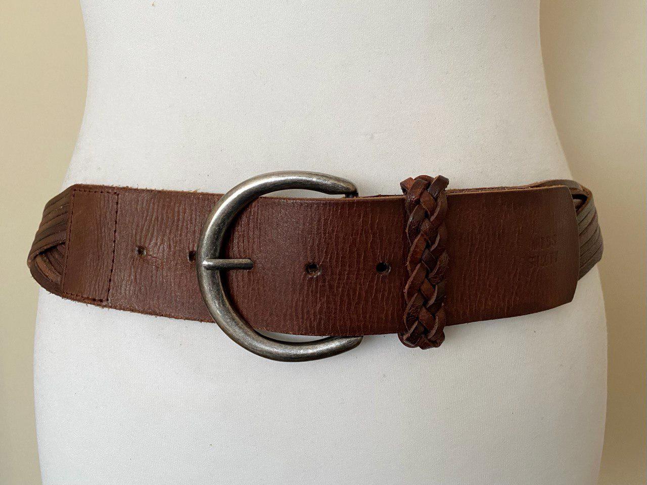 Vintage Miss Sixty Wide Leather Belt Brown Braided Leather Belt