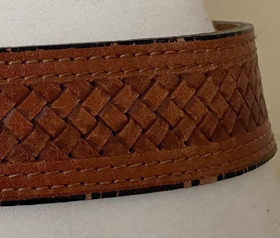 Vintage Brown Thick Leather Belt With Braided Insert and  display picture 2
