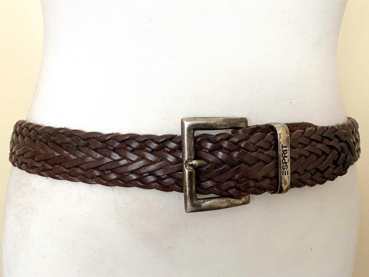ESPRIT Vintage Leather Belt Dark Brown Braided Leather Belt  display picture 3