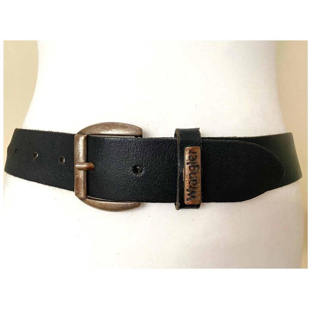 Vintage 80s 90s WRANGLER Leather Belt Western Jeans Leather Belt