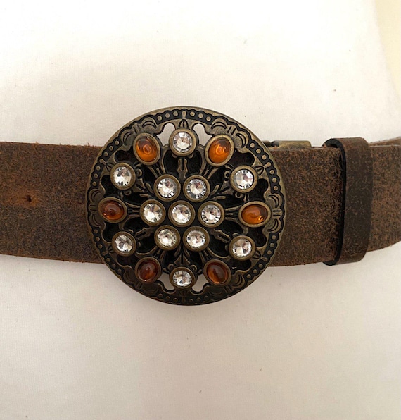 レザーベルト　ブラウン　　EUR75/90cm　（りんりん） 別注カラー 赤 ARTBROWN アートブラウン メンズ ベルト 革ベルト 本革