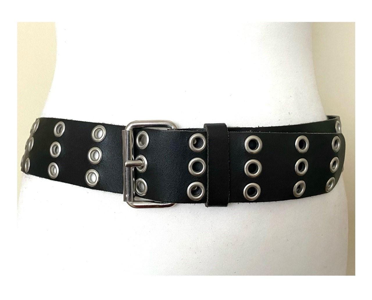 小物 EC Melodi Classic Grommet Leather Belt AGUTALITHIC Rivet Grommet Leather Belt for Women Men,40mm