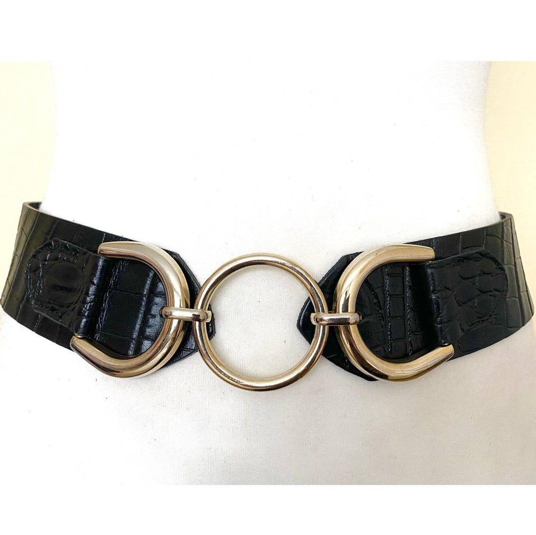 Vintage Spain Made Wide Non Leather Belt Black Embossed ZARA  display picture 1