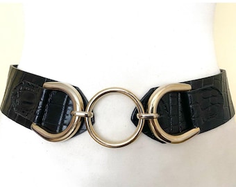 Vintage Spain Made Wide Non Leather Belt Black Embossed ZARA  display picture 1