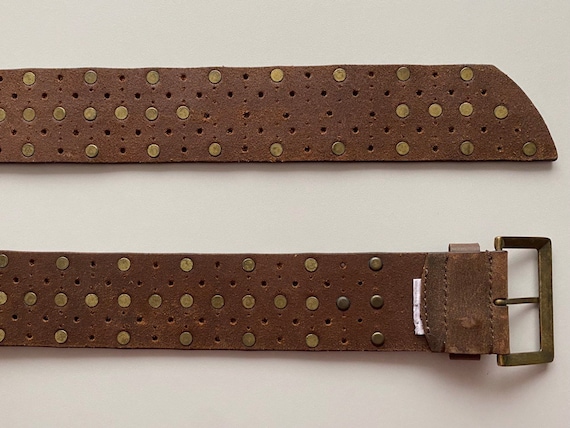 Vintage Espirit  Metal Studdes Belt Vintage ESPRIT Leather Belt Solid Metal Buckle Waist Very  main image 2