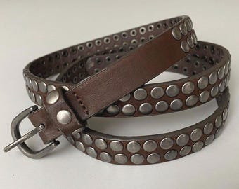 ANN DEMEULEMEESTER Vintage Studded Leather Belt, Gothic Style