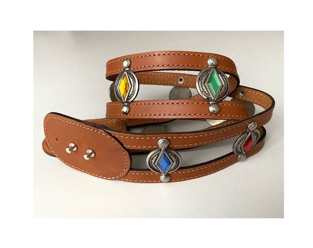 Vintage Italian Studded Belt Vintage Belt Beckle With Costume Jewelry, Leather Studded  main image 3