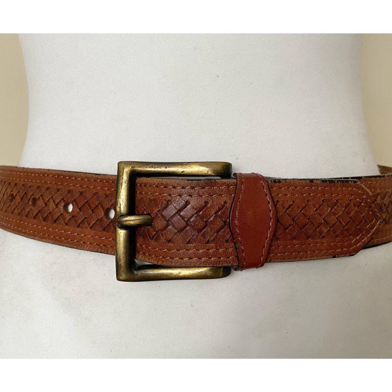 Vintage Brown Thick Leather Belt With Braided Insert and  display picture 1