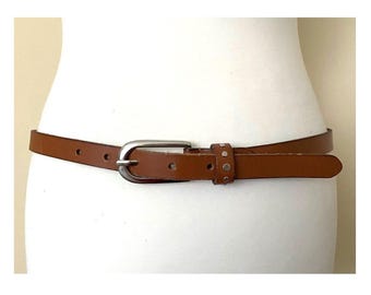 Vintage 1940's-'50s Skinny Mens GENUINE LEATHER Belt 