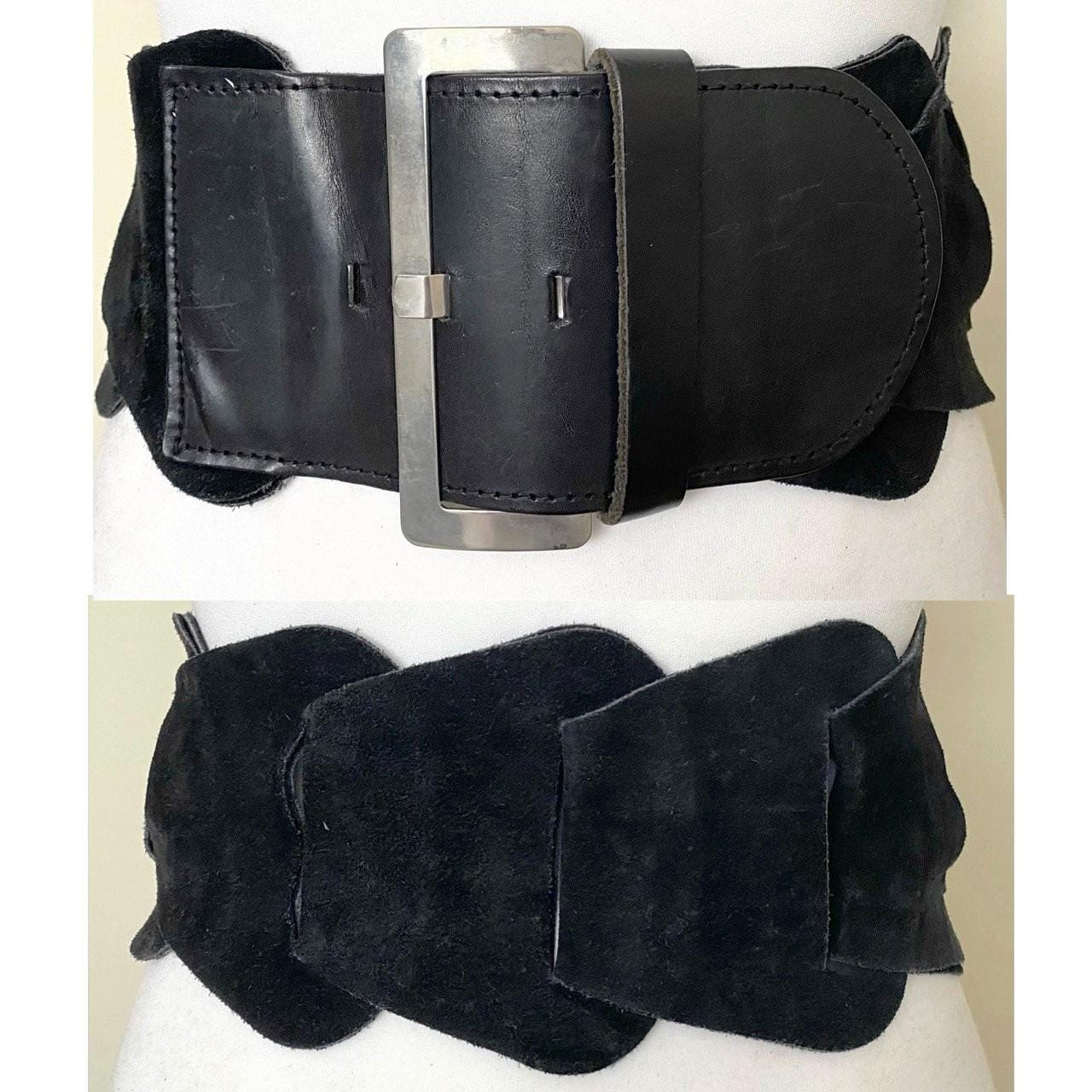 Vintage 80s Belt Wide Multi-Strap Black Leather by M Made in India #F20478 Vintage 80s Wide Belt - Etsy main image 3