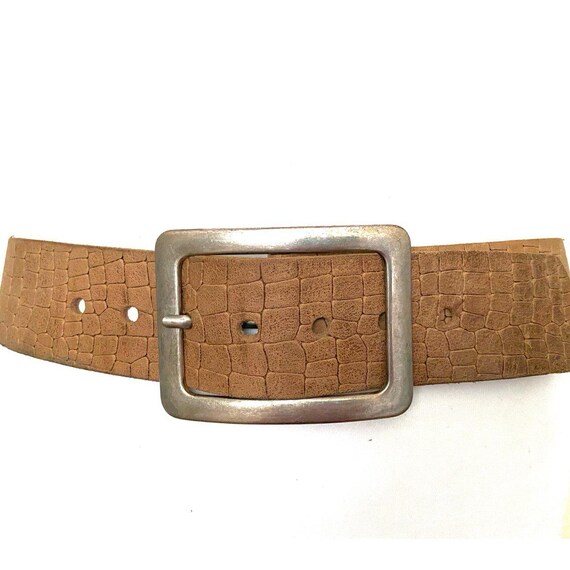 Vintage JEANS Western Textured Leather Belt Heavy Solid  display picture 1