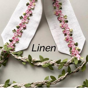 Rustikale keltische Handfasting Schnur, Leinen Hochzeit Band mit Blumenspitze, benutzerdefinierte Handbinden Schnur keltischer irischer Knoten, Weiß, Blau, Lila, Grün