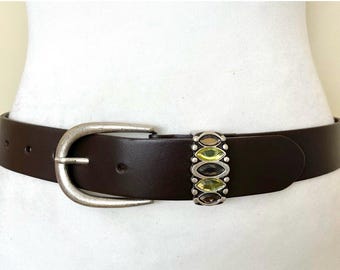 Michal Negrin Rhinestone Velvet Belt Beautiful Belt With Buckle Studded With Colored Crystals By  main image 2