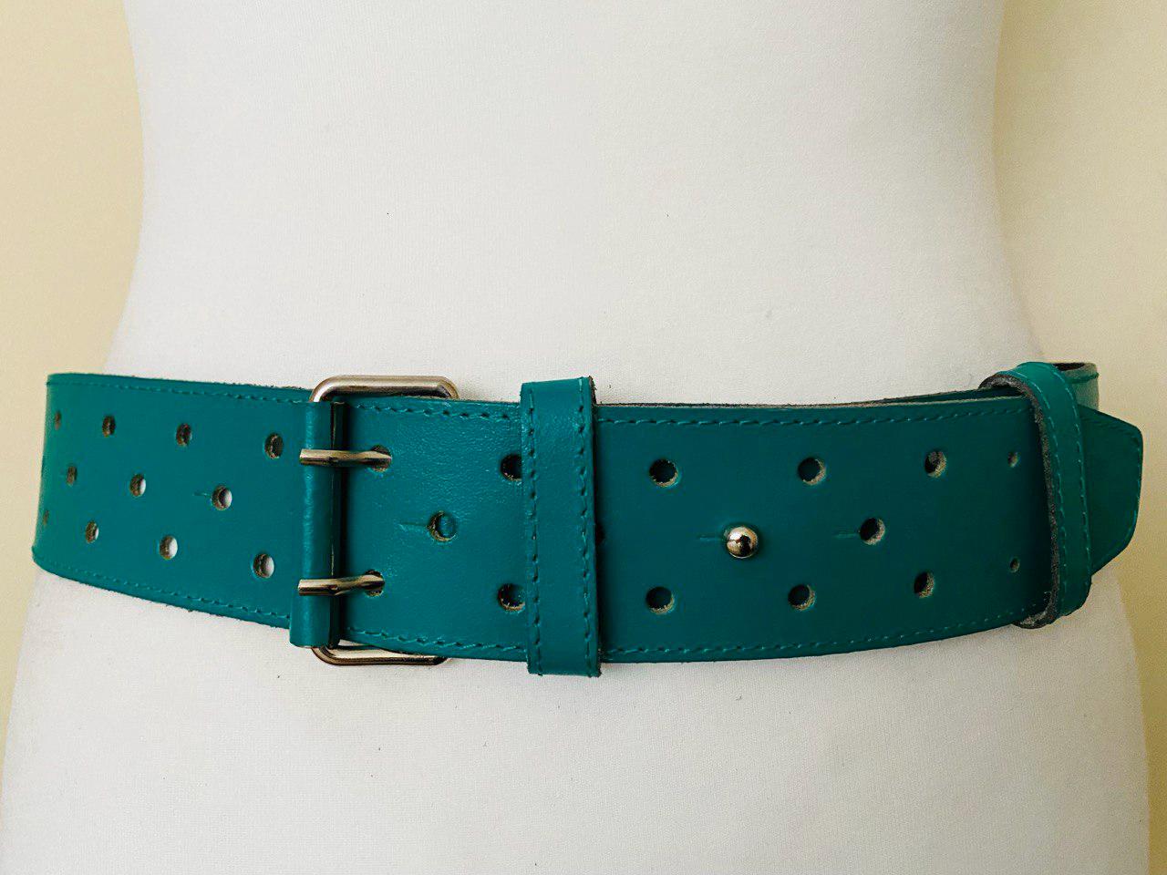 Chic Turquoise Perforated Belt Pelosa Belt - Tooled — Turquoise – Patricia Nash main image 2