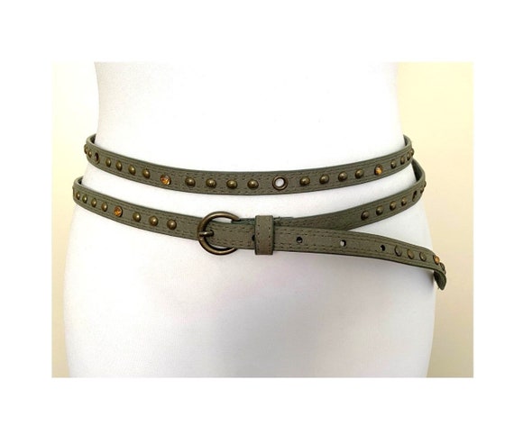 Vintage Grommet Studded Super Skinny Double Wrap Greyish  display picture 1