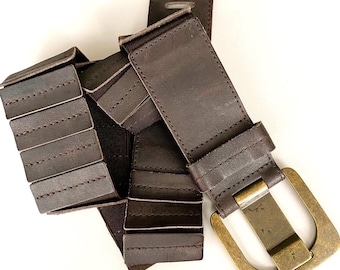 Y2K Boho Chic Leather Medium Brown Belt With Stone And Bead Metal Buckle SZ:L Women main image 2