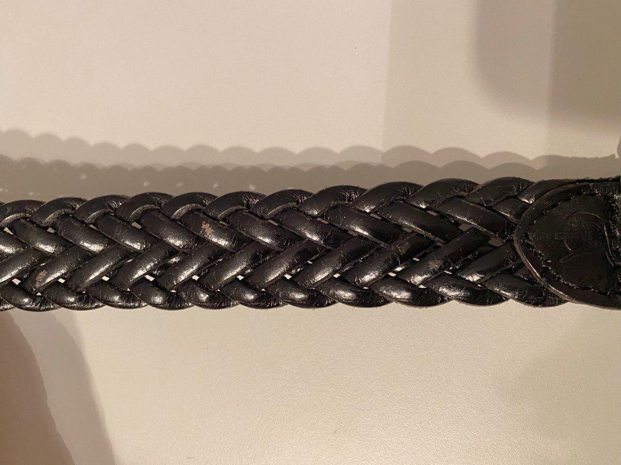 NWT Genuine leather Braided picadilly slouch black belt Brass silver s/m vintage Plaited Leather Belt | Dents main image 3