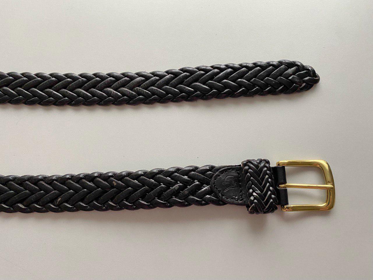 Vintage Black Braided Adjustable Leather Belt Golden Solid 