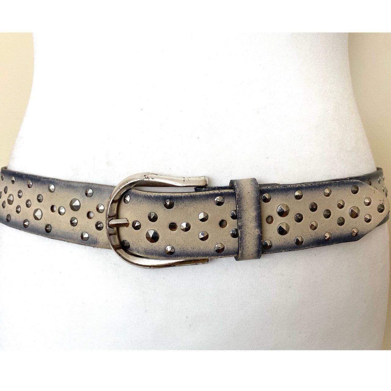 Vintage German Studded Leather Belt Airplane Star Boot Conchos Western 30\