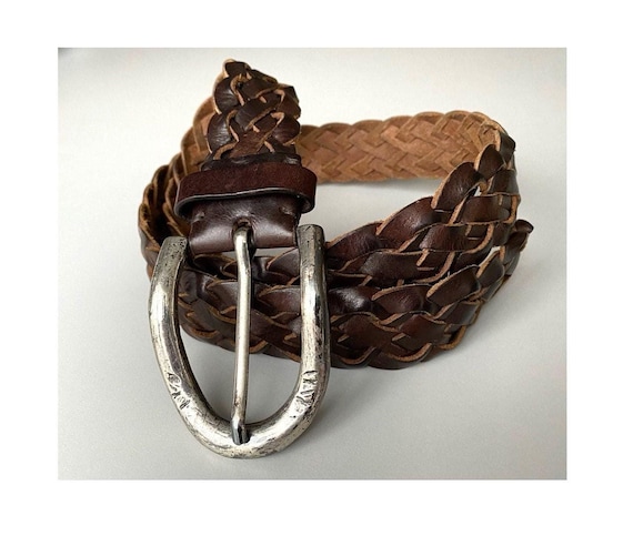 Vintage POST & Co Italy Made Dark Brown Braided Leather Belt 