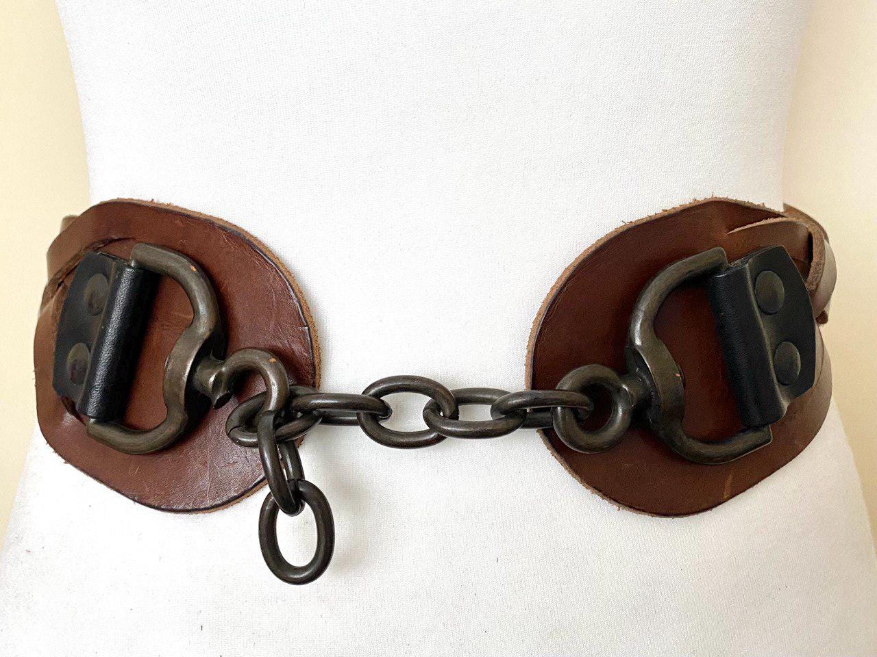 Vintage Italy Made ALLSAINTS Leather Belt Rocker Biker Heavy  display picture 1