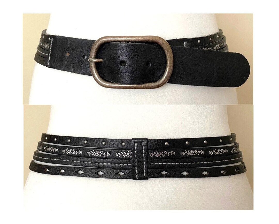 Spira Vintage Leather  Studded Buckle Belt Vintage Spira Distressed Leather Studded Wrap Belt – Recess main image 4