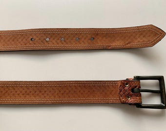 Vintage Brown 3 Linked Faux Leather Wide Belt Unknown | Accessories | Vintage Brown 3 Linked Faux Leather  main image 3