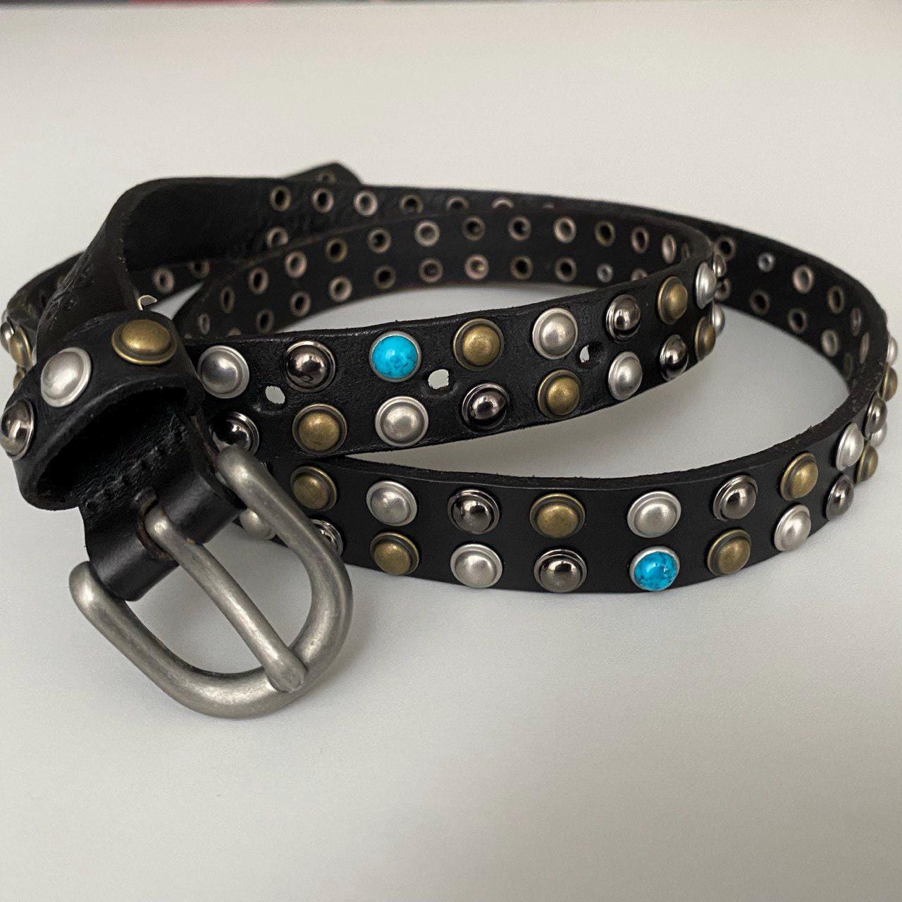 Liebeskind Berlin Dark Green Leather Studded Belt Studded Green Belts for Women for sale | eBay main image 2