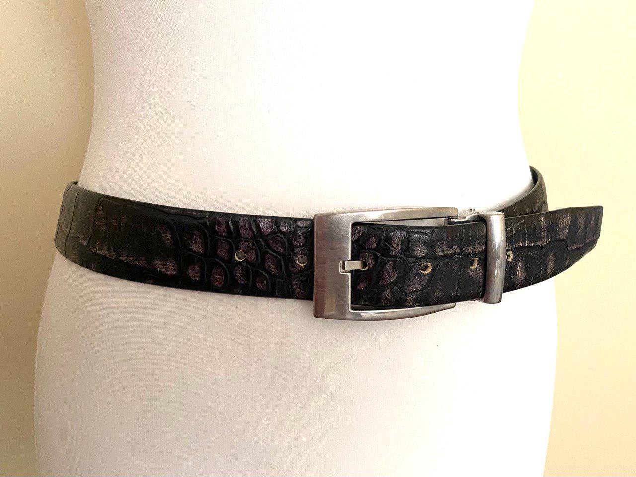 English Saddle Leather Unique Vintage 2001 Stamped New York USA Belt Sz Sm 30 32 1_c39d3d83-a0af-4c9c-b225-  main image 4