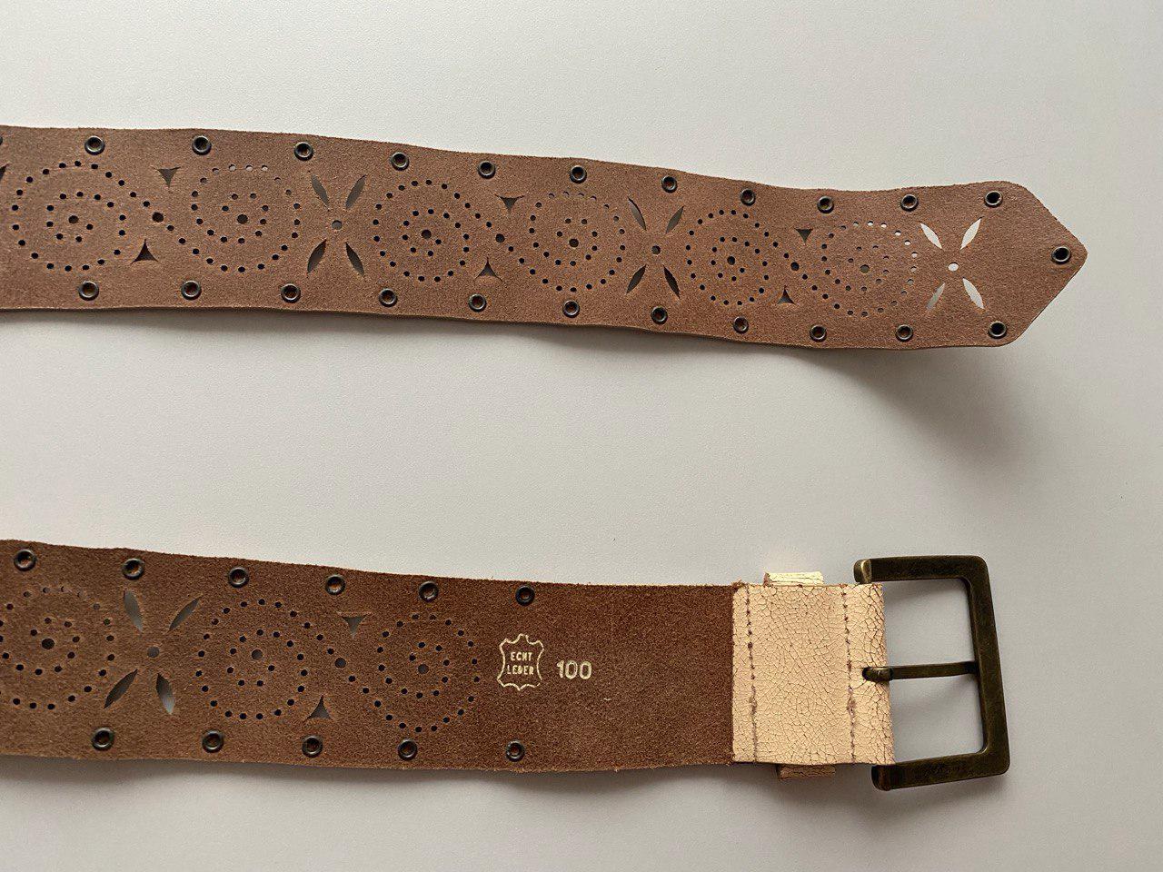 Vintage Genuine White Perforated Leather Belt with Brown Lining XL Brody Perforated Golf Belt Genuine Full Grain Leather Belt 1  main image 3