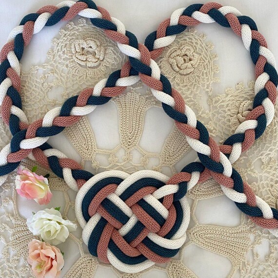 Celtic Heart Knot Handfasting Cord, Eco Cotton Wedding Ribbon, Vow Ceremony Unity Rope