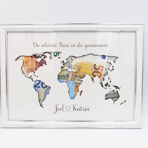Personalisiertes Geldgeschenk Weltkarte