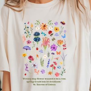Saint Therese of Lisieux Quote Shirt, Catholic Shirt, Catholic Women&#39;s Shirt, Christian Shirt, Flower Shirt, Spring Shirt, Catholic Gift