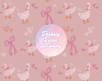 Goose Hearts Seamless Pattern: Coquette Fabric Print (Digital Download)